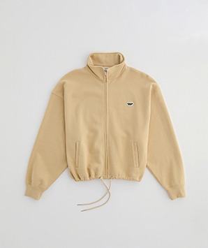 Drawcord Zip Through Sweatshirt - Caramel Beige