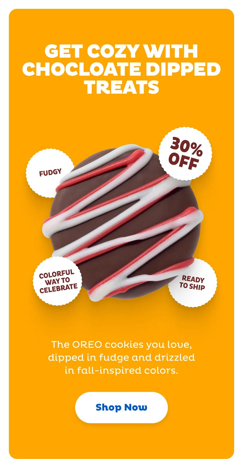Save 30% on cozy chocolate dipped treats