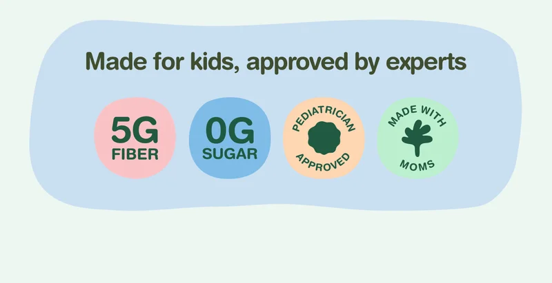 Made for kids, approved by experts. Pediatrician approved. Made with moms. Low sugar. Cherry Flavor.