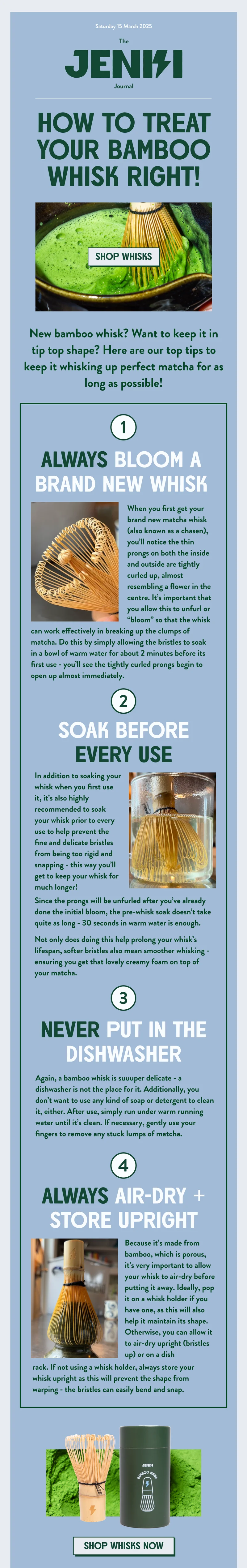 Bamboo Matcha Whisk / Chasen Care Tips
