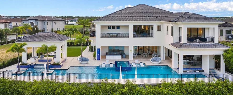 Enjoy a relaxing vacation home by the pool.