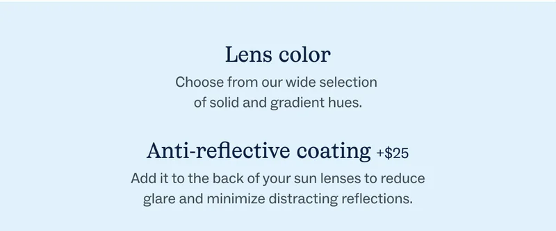 Lens Color, Anti-reflective coating, Polarization