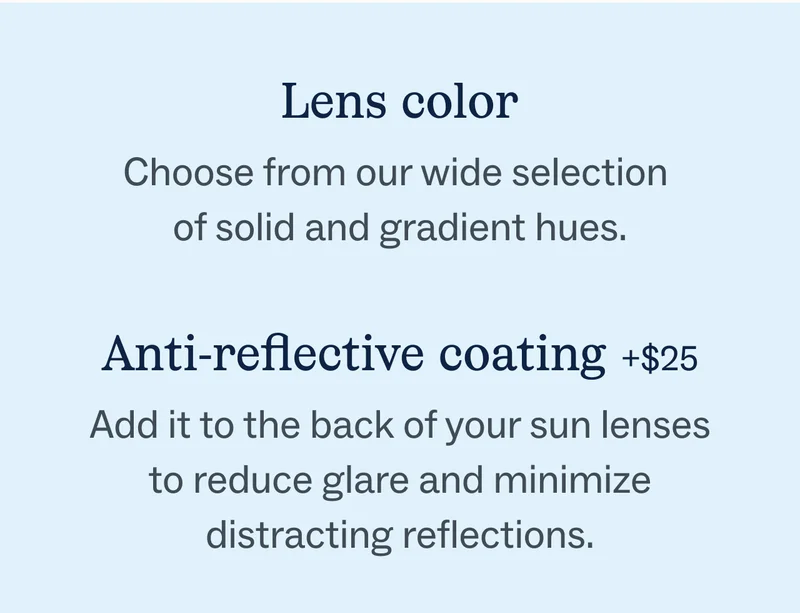 Lens Color, Anti-reflective coating, Polarization