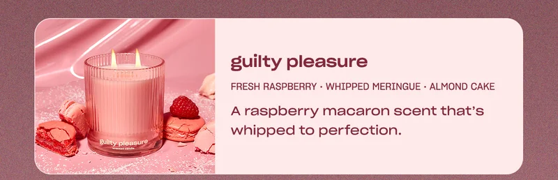 guilty pleasure: fresh raspberry •&nbsp;whipped meringue •&nbsp;almond cake A raspberry meringue scent that’s whipped to perfection.