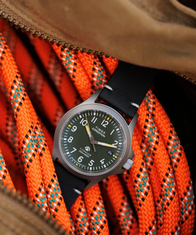 Expedition Titanium 38mm Leather Strap Watch