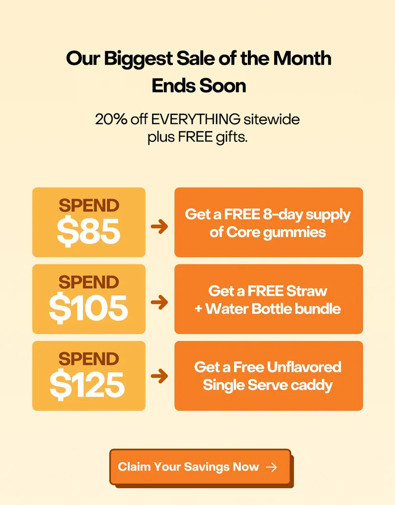 Our biggest sale of the month ends soon. 20% off EVERYTHING sitewide plus free gifts. Claim your savings now.