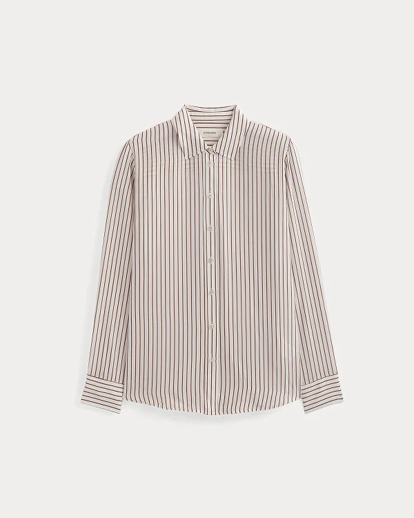 Image | The Must-Have Shirt in Washable Silk | Bone / Toffee Stripe