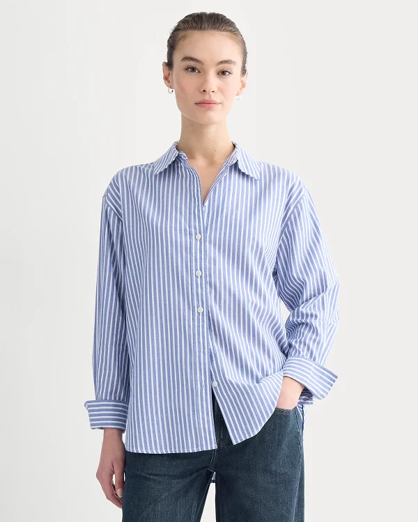 Image | Everyday Shirt in Silky Cotton | Bone / Mazarine Blue