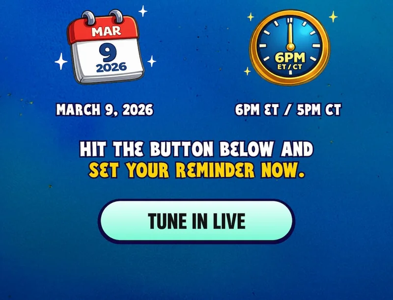 Hit the button below and set your reminder now. CTA: TUNE IN LIVE