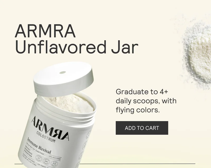 ARMRA UNFLAVORED JAR. Graduate to 4+ daily scoops, with flying colors.