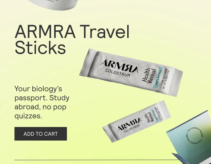 ARMRA TRAVEL STICKS. Your biology’s passport. Study abroad, no pop quizzes.