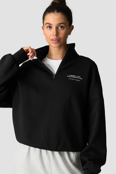 Image of Everyday 1/4 Zip Crewneck Wmn Black