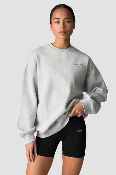 Image of Everyday Relaxed Crewneck Print Wmn Light Grey Melange