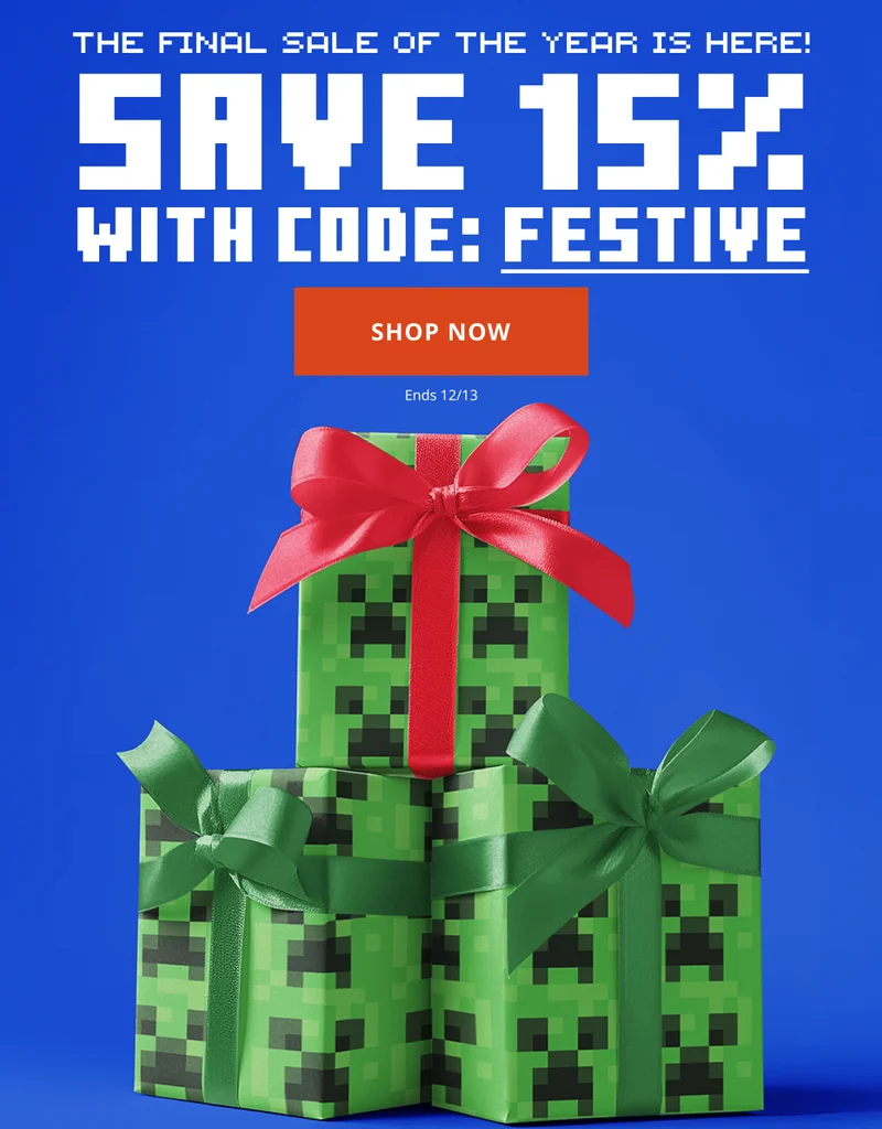 Shop 15% Off the final sale of the year!