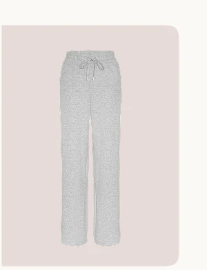 LuxeFleece Side Slit Wide Leg Pant in Light Heather Gray