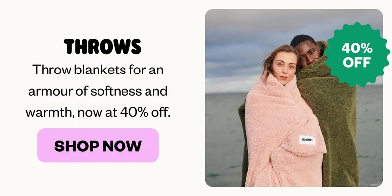 THROWS: Throw blankets for an armour of softness and warmth, now at 40% off.