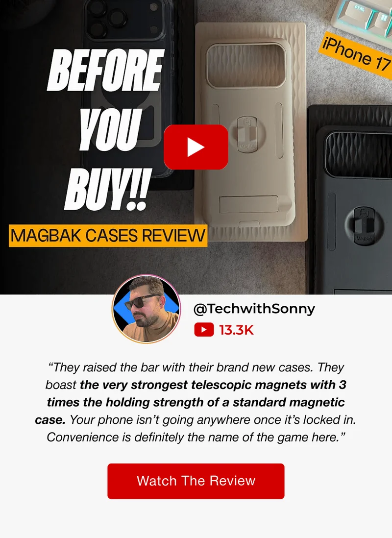 @TechwithSonny 13.3K “They raised the bar with their brand new cases. They boast the very strongest telescopic magnets with 3 times the holding strength of a standard magnetic case. Your phone isn’t going anywhere once it’s locked in. Convenience is definitely the name of the game here.” Watch The Review