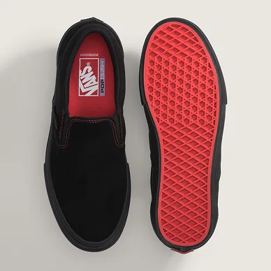 Black Black Red Skate Slip-On Shoe
