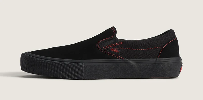 Black Black Red Skate Slip-On Shoe
