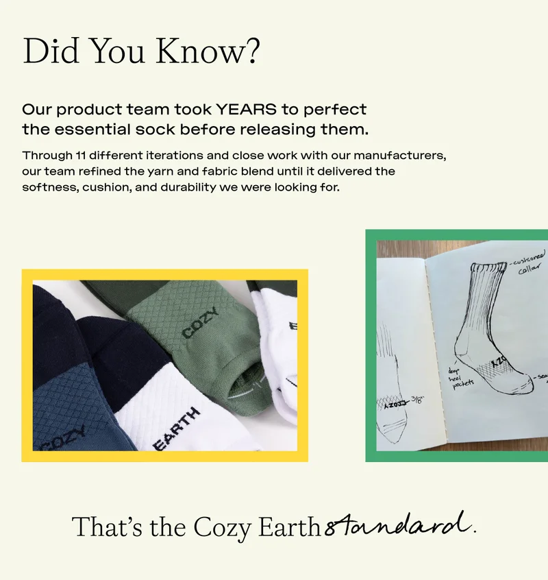 Did you know? Our product team took years to perfect the essential sock before releasing them. - Shop Essential Sock
