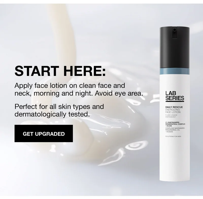 START HERE: | Apply face lotion on clean face and neck, morning and night. Avoid eye area. Perfect for all skin types and dermatologically tested. | GET UPGRADED