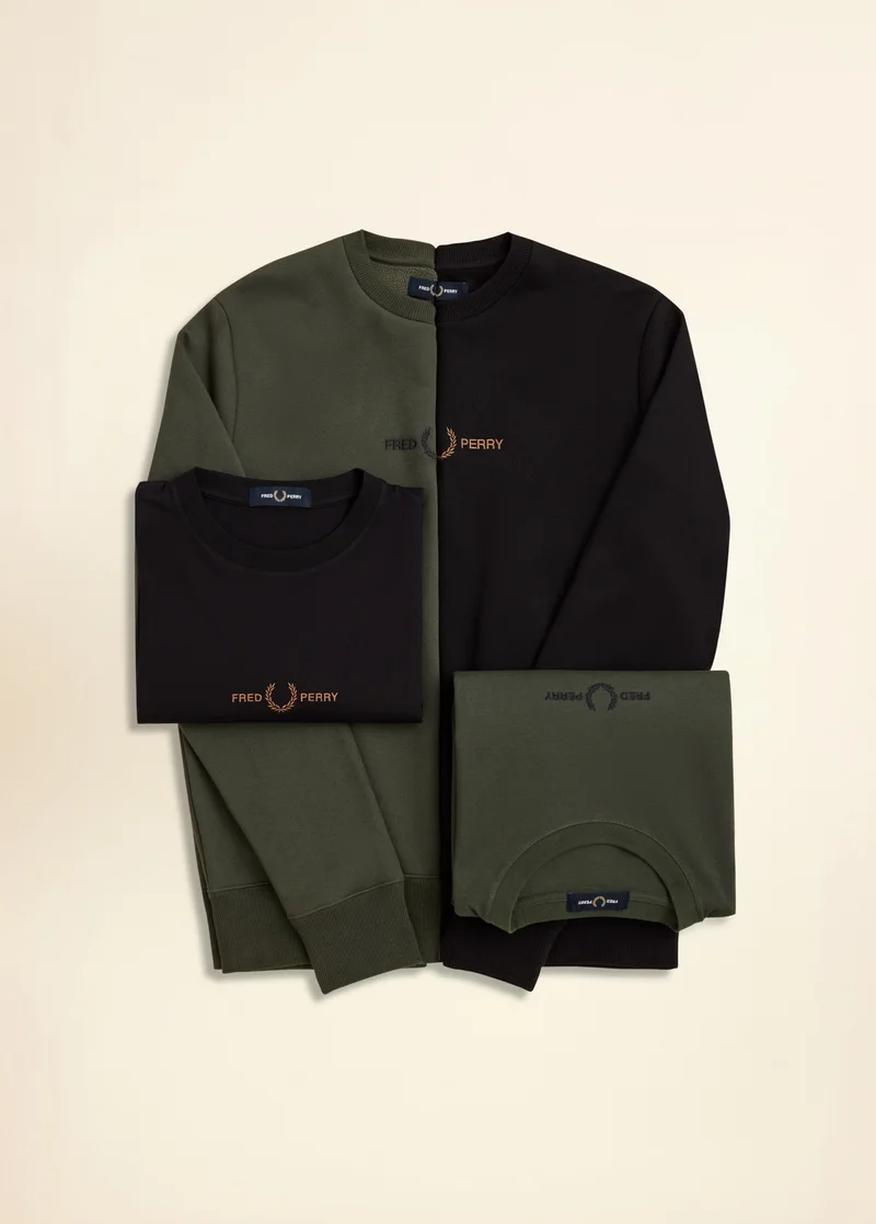 Fred Perry Sweatshirts and T-Shirts in Court Green and Black / Shaded Stone