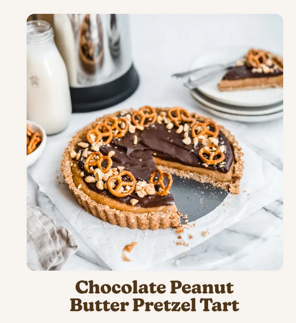 Almond Cow Chocolate Peanut Butter Pretzel Tart recipe