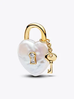 Treated Freshwater Cultured Baroque Pearl Padlock Dangle Charm