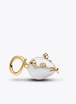 Treated Freshwater Cultured Baroque Pearl Mouse Dangle Charm