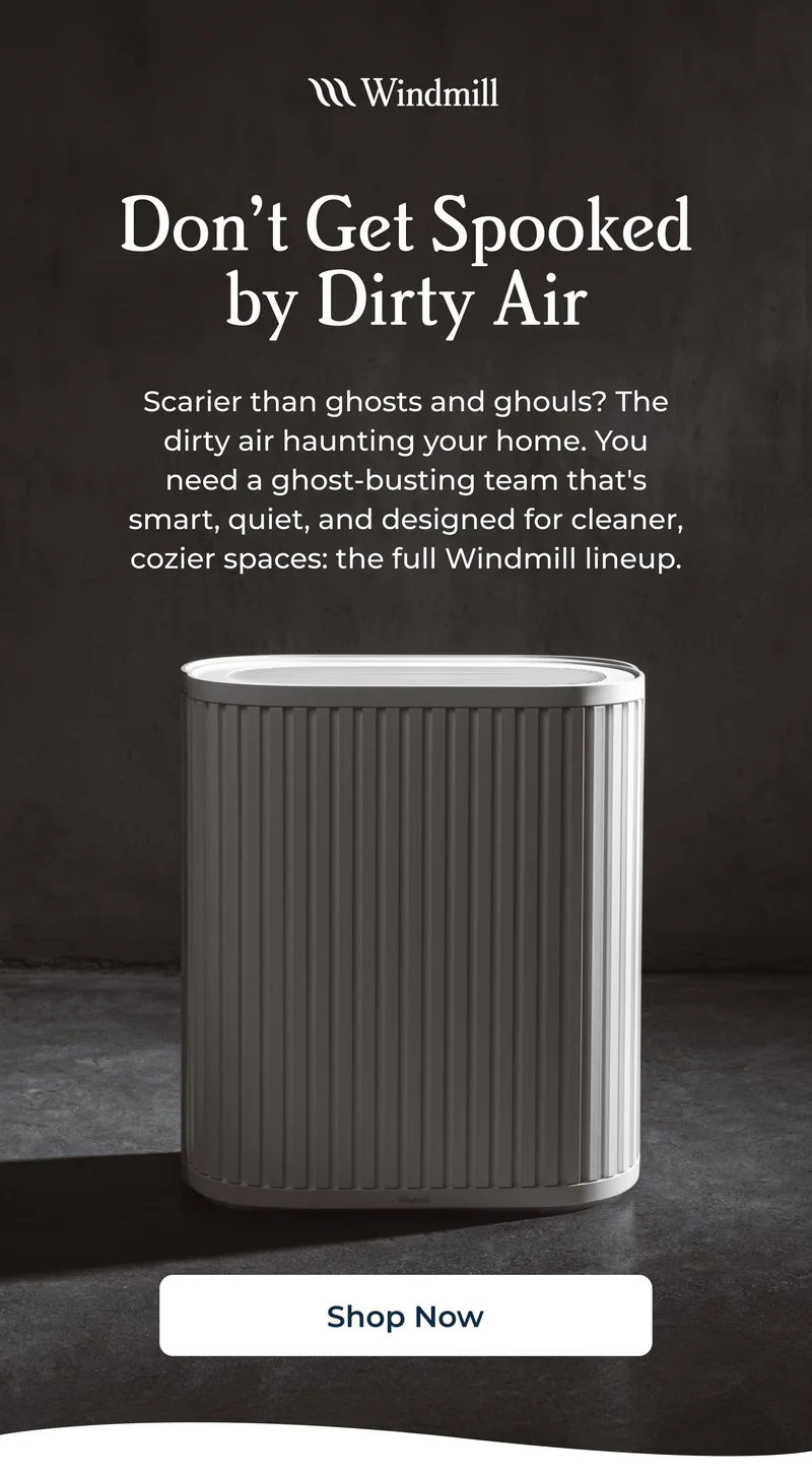 Don’t Get Spooked by Dirty Air - Scarier than ghosts and ghouls? The dirty air haunting your home. You need a ghost-busting team that's smart, quiet, and designed for cleaner, cozier spaces: the full Windmill lineup.| Shop Now