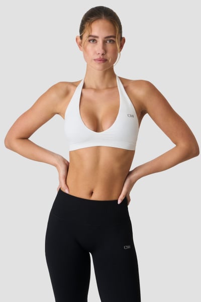 Image of Define Seamless Halter Sports Bra White Snow