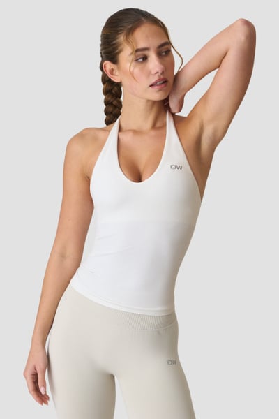 Image of Define Seamless Halter Neck Tank White Snow