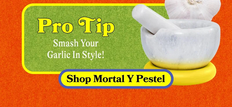 Pro Tip: Smash Your Garlic In Style! SHOP OUR MORTAR Y PESTLE