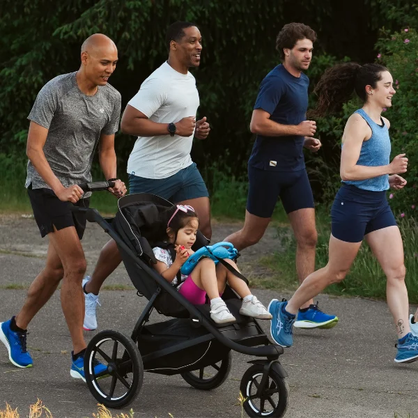 Group of people running together