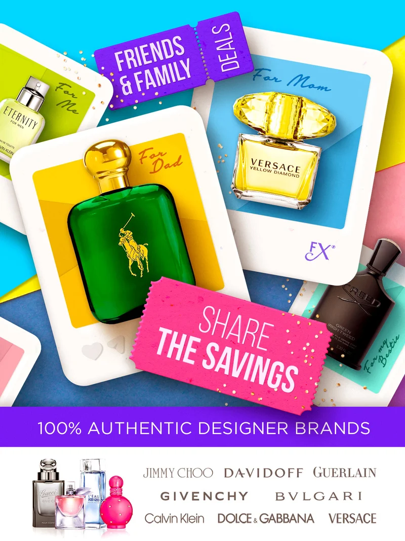 Friends & Family Deals coupon is surrounded by popular fragrances