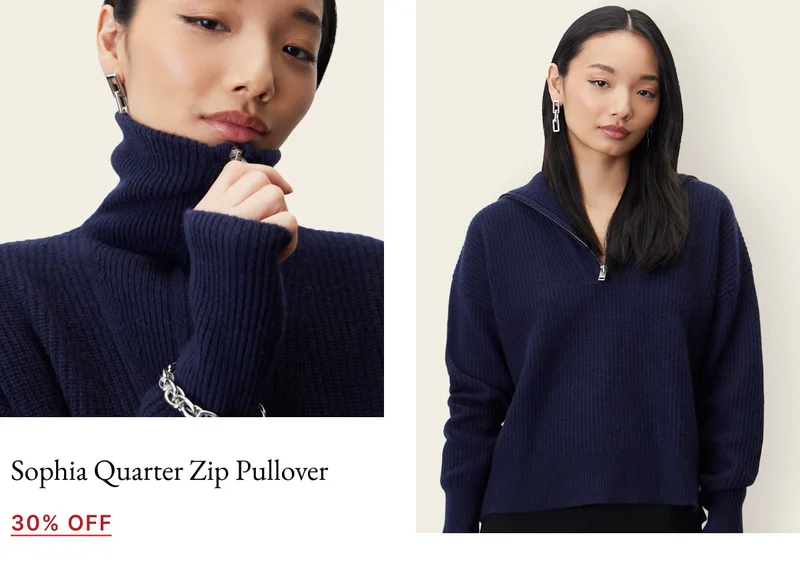 Sophia Chunky Cashmere Quarter Zip Pullover