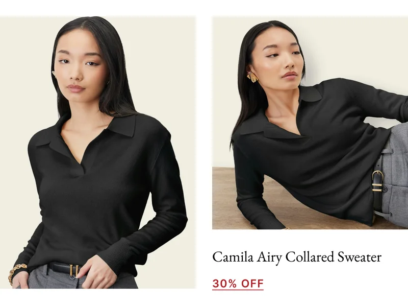Camila Airy Cashmere Collared Sweater