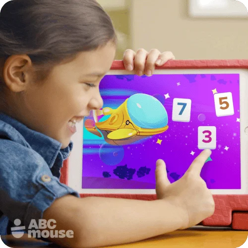 A little girl plays a space numbers game for an ABCmouse review A little girl plays a space numbers game for an ABCmouse review