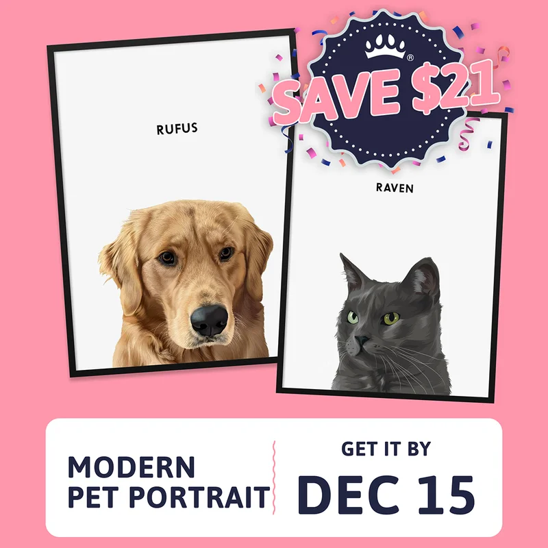 MODERN PET PORTRAITS. ORDER TODAY, GET IT BY DEC 15