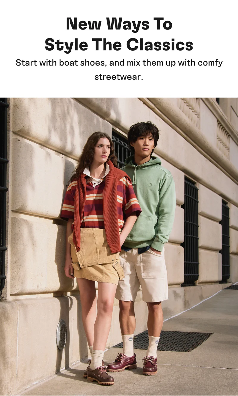 New ways to style the classics. Start with boat shoes, and mix them up with comfy streetwear.