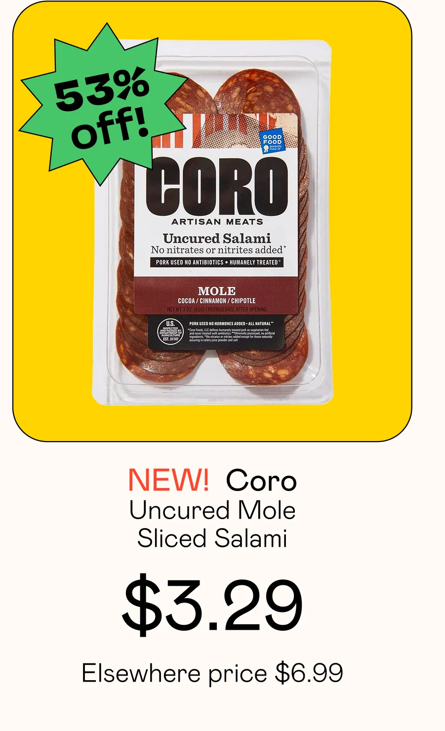 Uncured Mole Sliced Salami