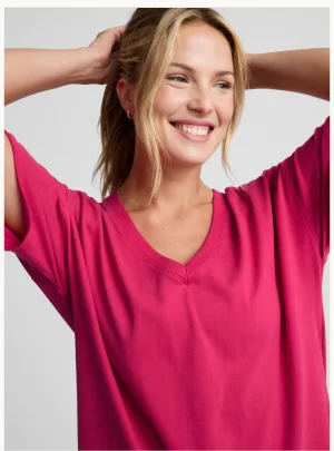 SoftKnit Better Than Ever Oversized V-Neck Cotton Tee
