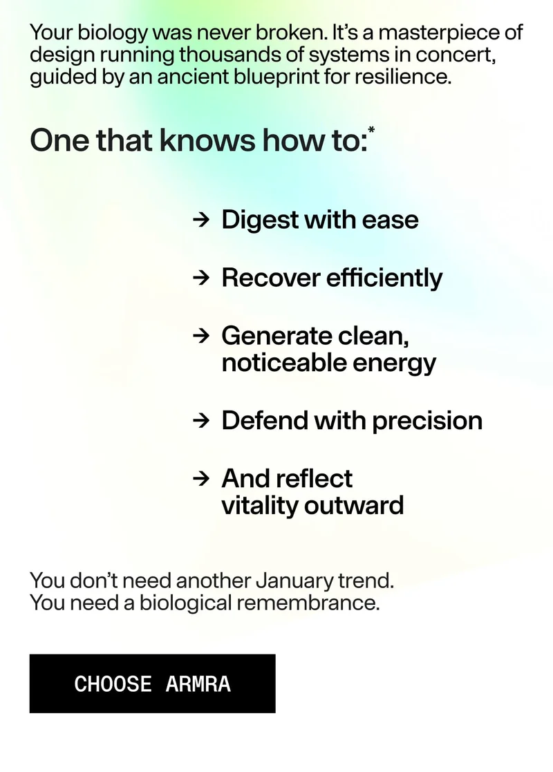 Minimal gradient background with editorial-style text about remembering the body’s natural intelligence and resilience.