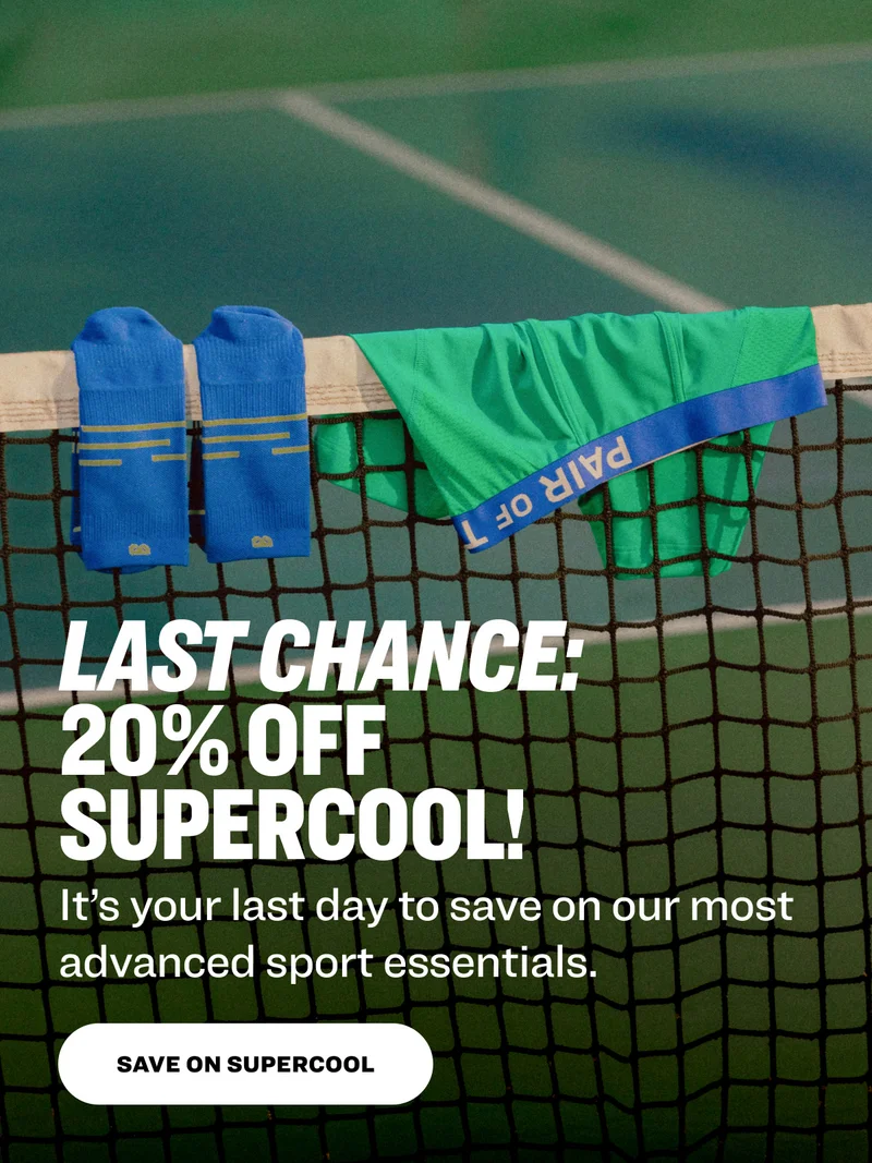 Last Chance:  20% Off SuperCool!&nbsp; It’s your last day to save on our most advanced sport essentials.&nbsp; Save on SuperCooL