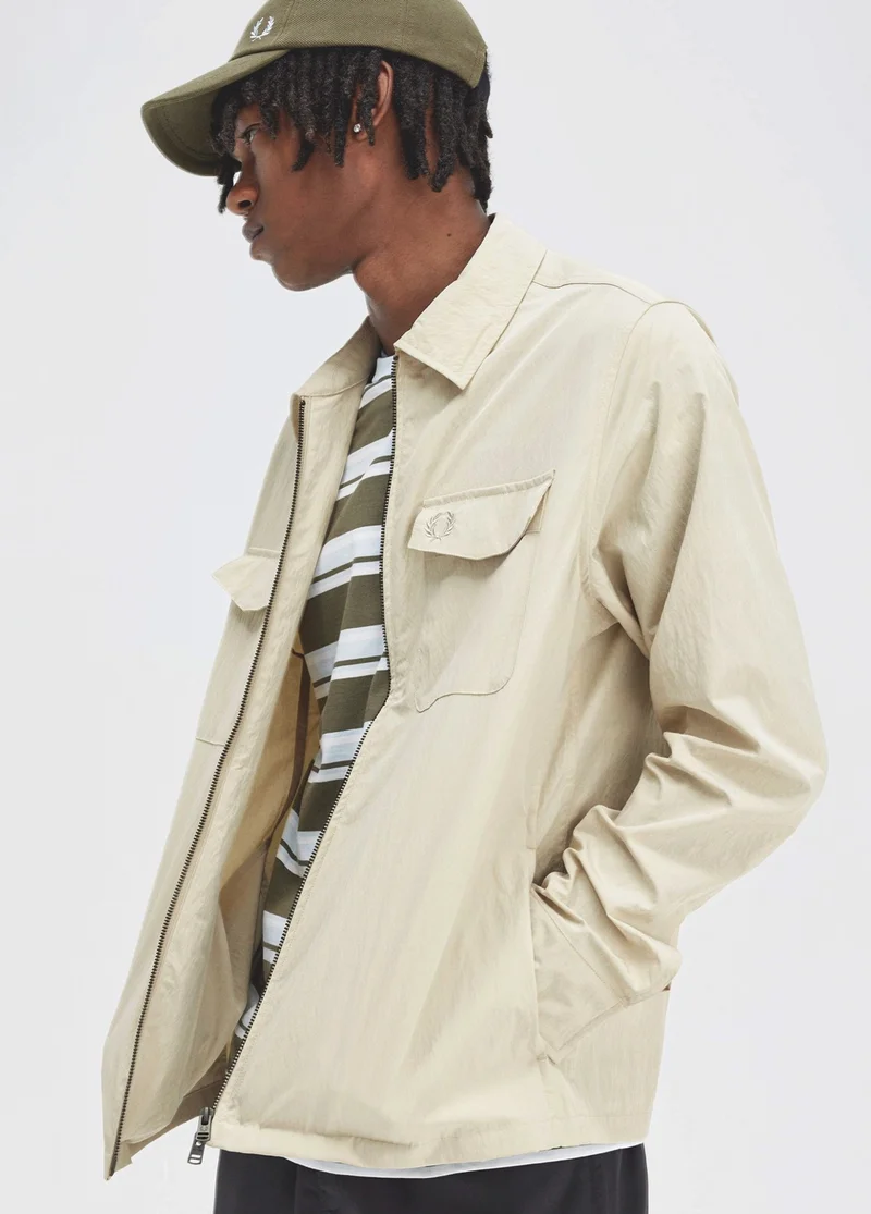 Zip Through Overshirt in Oatmeal