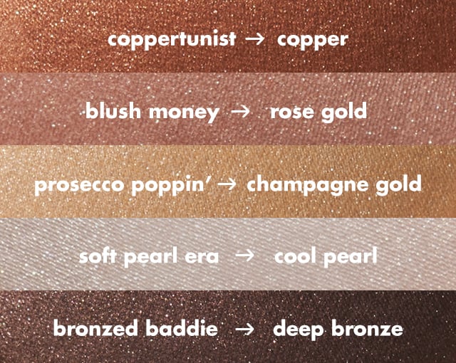 5 stunning shades. 5 stunning shades.