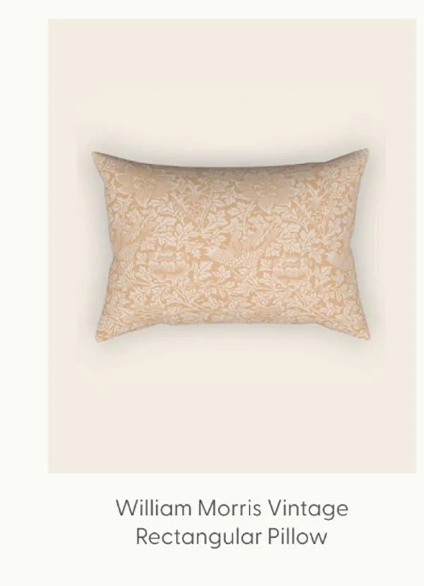 William Morris Vintage Bird & Anemone Soft Apricot Rectangular Pillow