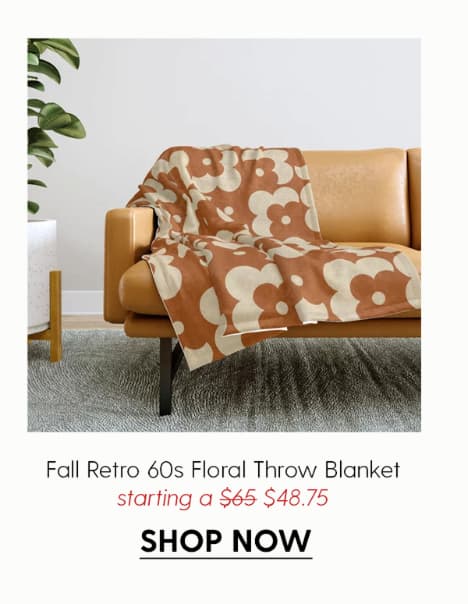 Fall retro 60s floral pattern 7 Throw Blanket