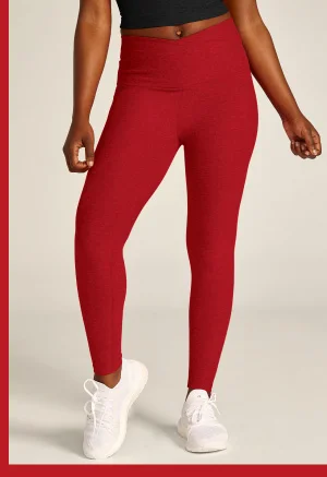 Spacedye At Your Leisure High Waisted Midi Legging in Ruby Red Heather
