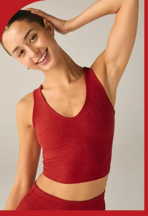 Spacedye Good Day Cropped Tank in Ruby Red Heather